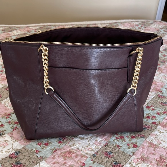 Coach vintage chocolate leather Ava chain tote Like new w/tag - Picture 2 of 7